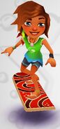 Kim in her old look surfing on the Outback hoverboard