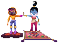 Missmaiaandamiragenieridingboardshighfiving.png (705 KB) Miss Maia surfing on Pixel Heart high fiving Amira in her Genie Outfit surfing on Magic Carpet