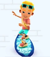 Philip surfing on Lion