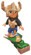 Trym in his Noble Newbie Outfit surfing on Big Boss Board