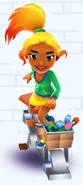 Carmen in her Team outfit surfing on Pedal
