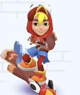 Mr. Gobbles surfing on Gobble Trouble