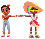 Berta in her Summer Eleganza Outfit fist bumping Rosa in her Ceibo Outfit