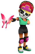 Olivia in her Derby Macabre Outfit with Mala's pose