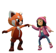 Red Panda fistbumping Mimi