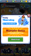 +5 Multiplier Bonus on Tricky Thursday