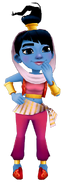 Amira in her Genie Outfit with Amy's pose