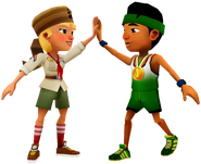 Olivia and Jay high fiving