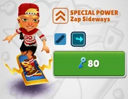 Purchasing the Zap Sideways special power with Olivia in her Skate Outfit
