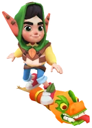 Alfie surfing on Fire Dragon