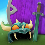 Trym's helmet and sword