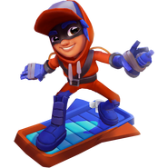 Super Runner Jake surfing on Super Surfer