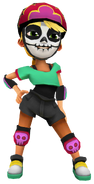 Olivia in her Derby Macabre Outfit with Alicia's pose