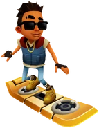 Tony surfing on Bass Blaster