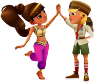Amira and Olivia high fiving