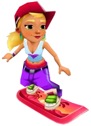 Tricky in her Heart Outfit surfing on Sunset