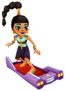 Jasmine in her Ankh Outfit surfing on Cruiser