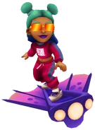 Alicia in her Tracksuit Outfit surfing on Viperfish