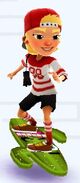Olivia in her Skate Outfit surfing on Prickly