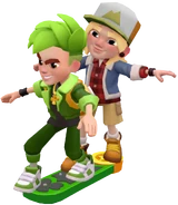 Lucky and Logan surfing on Shamrock Shebang