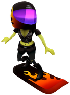 Zoe in her Biker Outfit surfing on Skull Fire