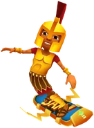 Nikos in his Hero Outfit surfing on Super Hero