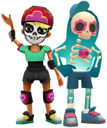 Bob The Blob and Olivia with the Masquerade bundle pose