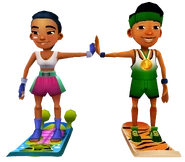 Noonandjaysurfingonboardshighfiving.png (630 KB) Noon surfing on Turtle high fiving Jay surfing on Bengal