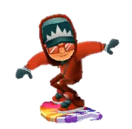 Festive Jake surfing on Retro Wave