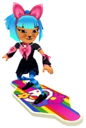 Harumi in her Meow Outfit surfing on Groovy