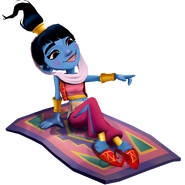 Amira in her Genie Outfit with Magic Carpet