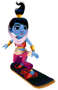 Amira in her Genie Outfit surfing on Surf & Spray