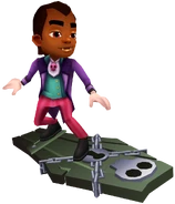 Eddy in his Vampire Outfit surfing on Casket