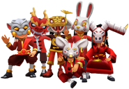 Rat, Ox, Tiger, Rabbit, Dragon, and Snake with the NFLPA Superstars bundle pose