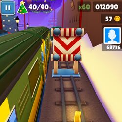 Subway Surfers a game where u dodge opsticles collecting coins running from  a man