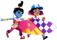 Amira and Jenny holding Retro Wave with the Hoa Aloha bundle pose