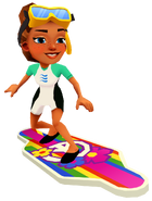Kim in her Dive Outfit surfing on Groovy