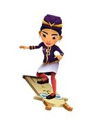 Maeko in her Hostess Outfit surfing on Goat