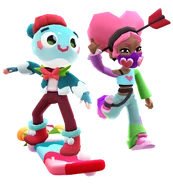 Snowy on Jingle Dingle and Valentina in Xmas Mega Box pose