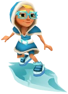 Elf Tricky in her Ice Outfit surfing on Glacier