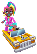 Berta surfing on Yellow Cab