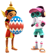 Noon in her Siam outfit giving a egg to Frutti