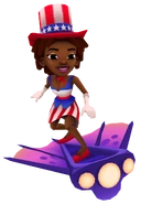 Lauren in her Tally Outfit surfing on Viperfish