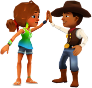 Kim and Wayne high fiving