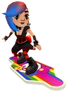 Lucy in her Goth Outfit surfing on Groovy