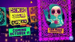 Welcome to World Tour Mexico! 🎃 Team up with the new fan-made surfer, Bob  the Blob (they/them). 💀🧢 Also, there's a special welcome message and gift  waiting for you, so check your