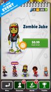 Zombie Jake on the character list during his reappearance