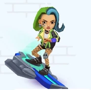 Skye surfing on Bias Boom