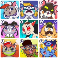 Cat surfers version Jake, Tricky, Kedi, Yutani, Frank, The Guard, Tagbot, Fresh and Ruhi