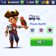 Hugo new pirate outfit released on the new 8th aniversary update.